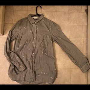 Llama Print Button Down